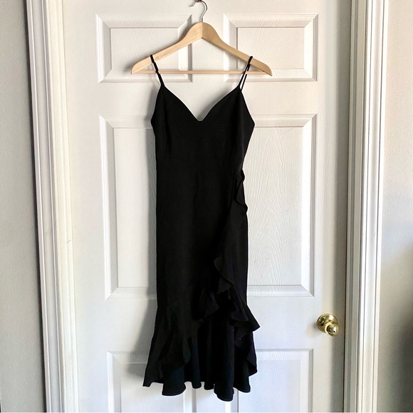 ‘ Windsor ’ Bring the Flair Crepe Ruffled Black Dress - Picture 2 of 9